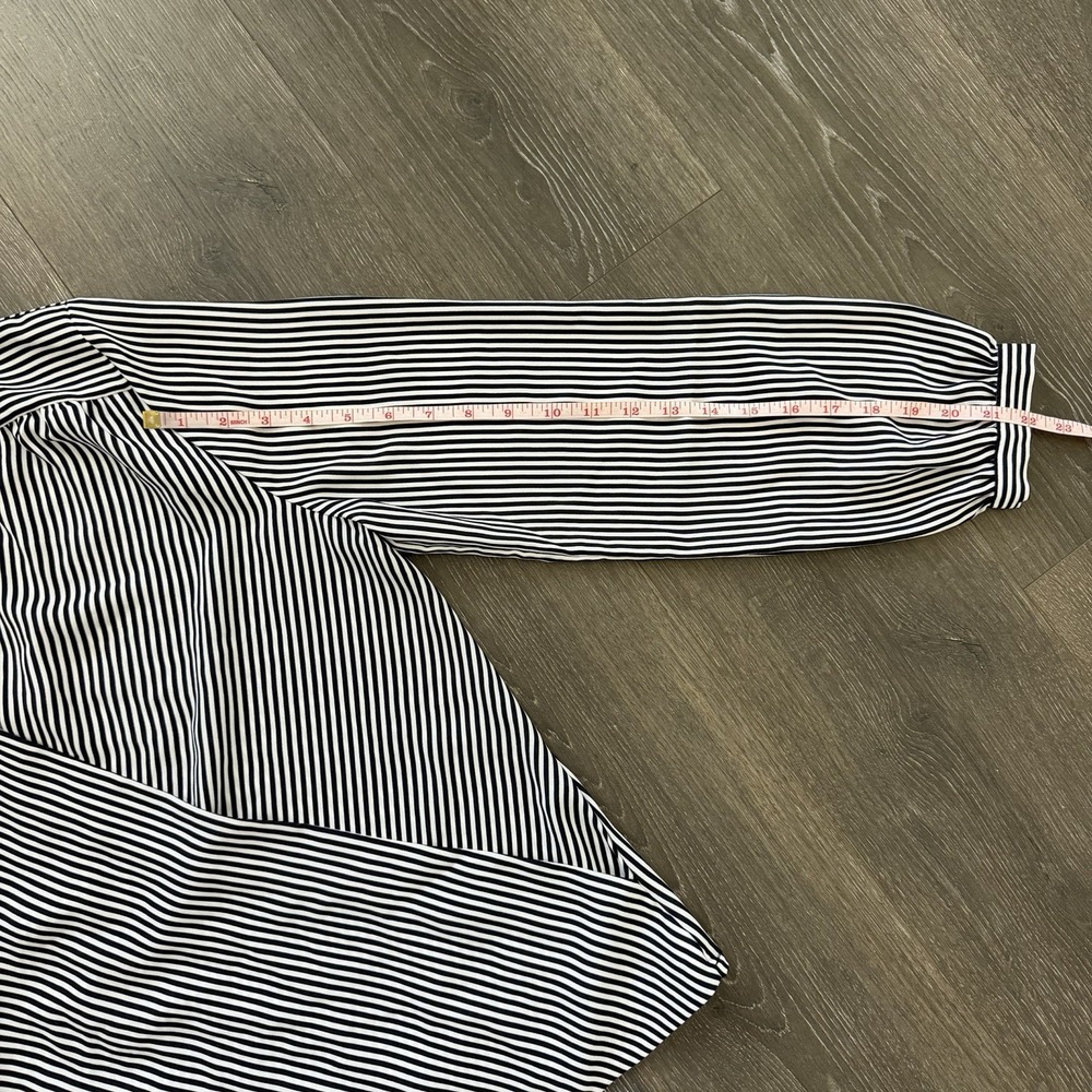 Ann Taylor NWT Striped Long Sleeve Faux Wrap Blouse Top Large Preppy Office - Picture 6 of 11